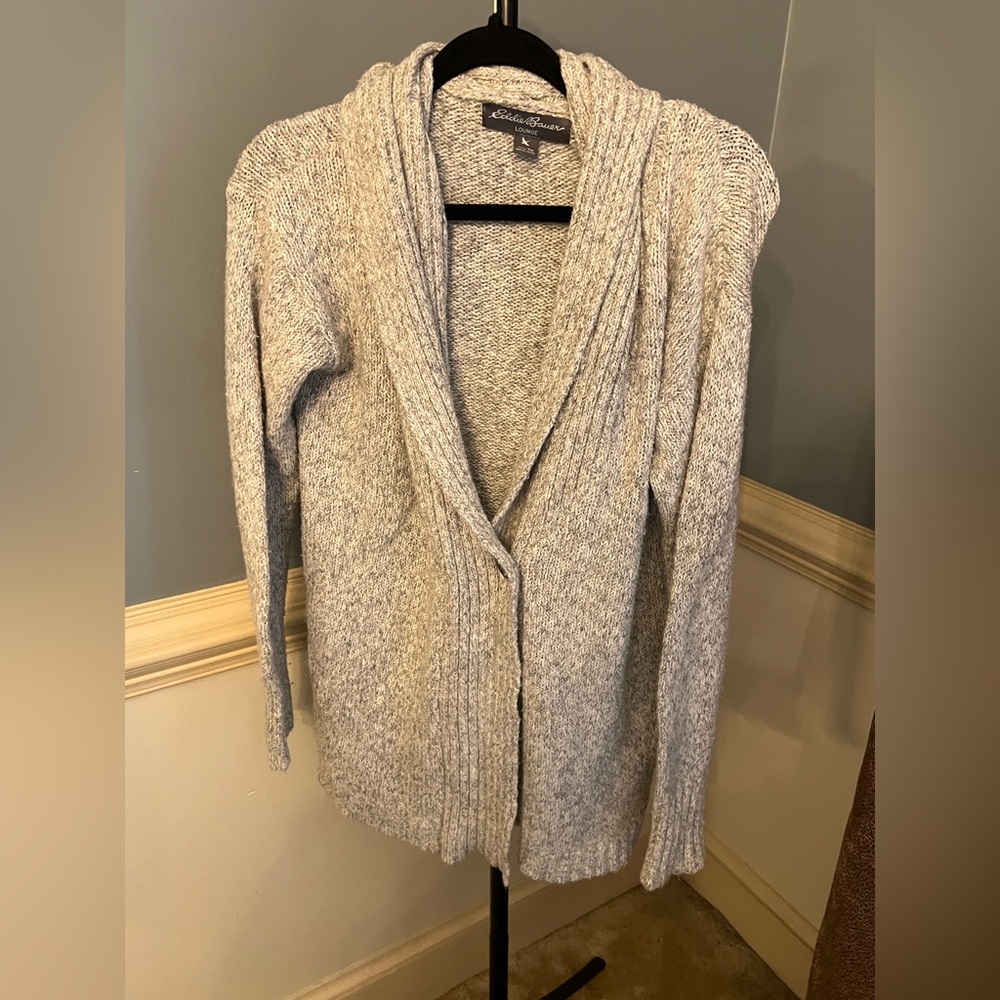 Eddie Bauer‎ Women's Light Gray Cardigan tall medium